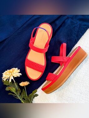 Rothy's woven wedge sandals.